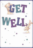 Bursting with cheerful energy, this get well card features two irresistibly cute characters-a plush bear and a floppy-eared puppy-each helping to hold and balance the lively 'Get Well' message that arches across the creamy expanse. Rich purples and teals bring depth to the bold text, standing out against the gentle background with uplifting confidence. A sprinkle of stars, painted in playful shades of blue and violet, adds a magical touch, reminiscent of clear evenings above Bounds Green and the welcoming nature of its residents. The bear's fluffy texture and the puppy's soft ears evoke feelings of comfort, as if a kind neighbour popped by with flowers to brighten your day. This card's friendly design offers more than just a message-it extends a virtual embrace, ideal for sending genuine support and happiness to loved ones in Bounds Green during their recovery. It's a charming companion to any locally crafted bouquet, radiating positivity and heartfelt care from your trusted Bounds Green florist.